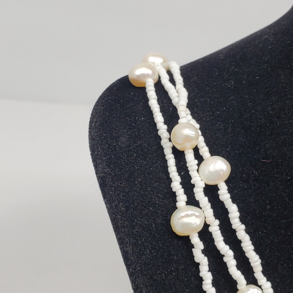 Pearl and abalone bulky bead and shell necklace 20" - Picture 7 of 7